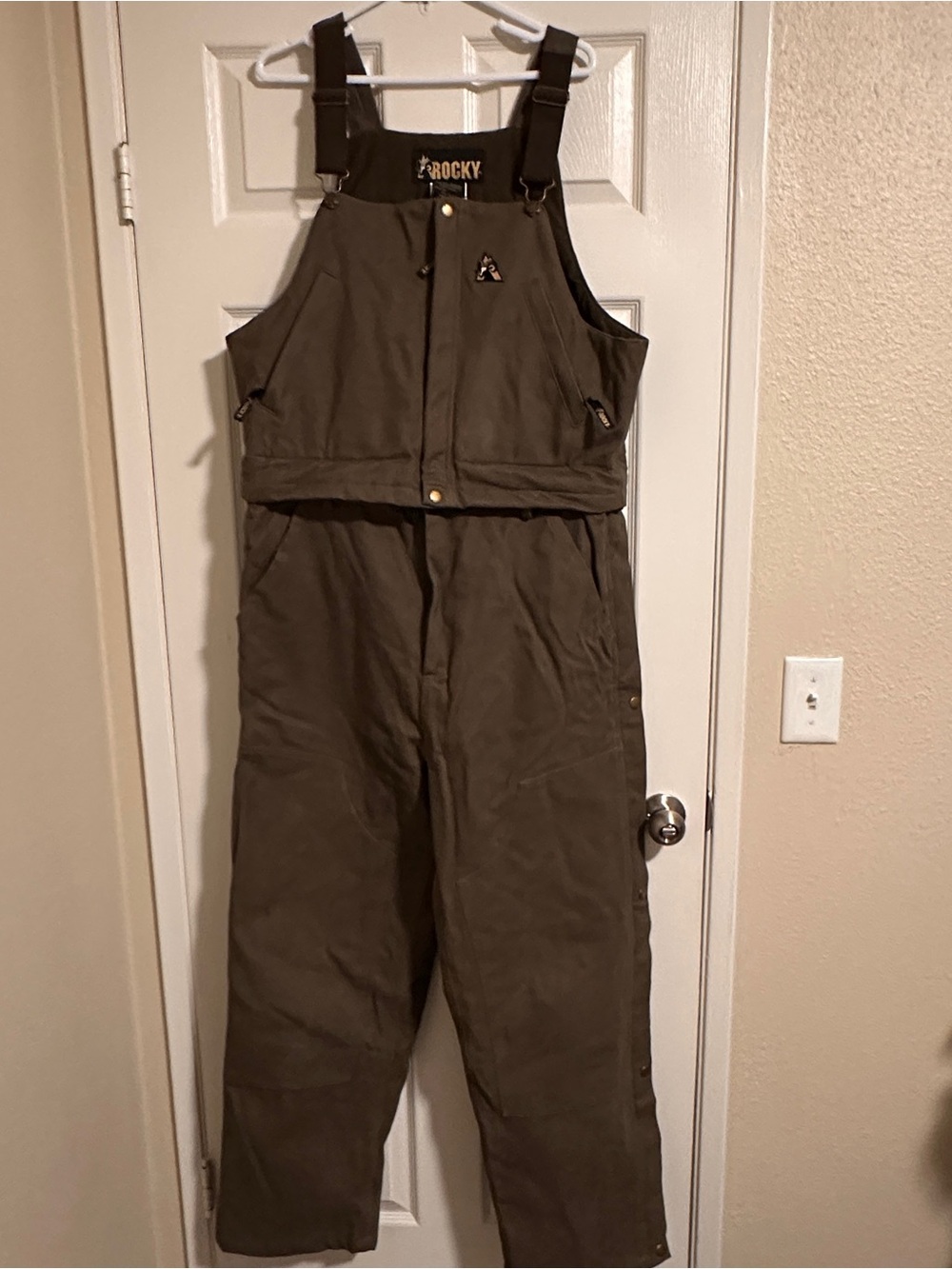 Rocky Men Insulated Bib Overalls Large Tall Brown 100% Cotton Hunting Worksmart